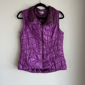 Columbia Womens Puffer Vest Purple‎ Full Zip Lightweight Insulated Size M